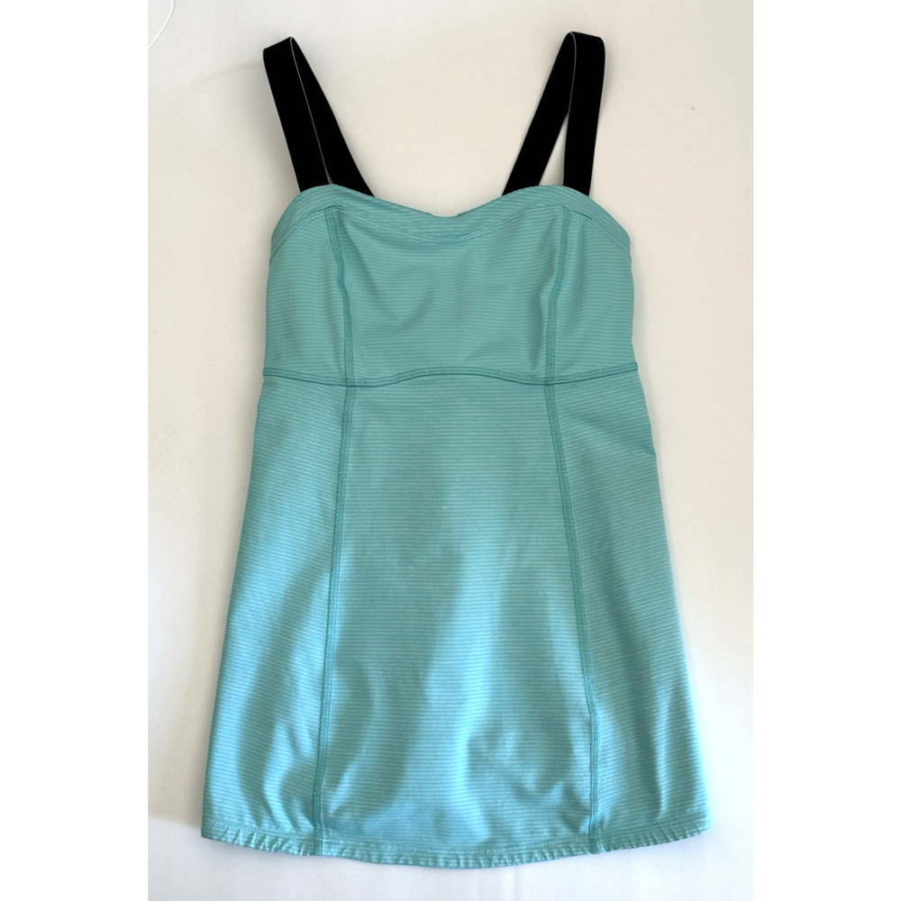 LULULEMON Run: Catch Me Tank Tonka Stripe Angle Blue Built-In Bra Adjustable Sz6
